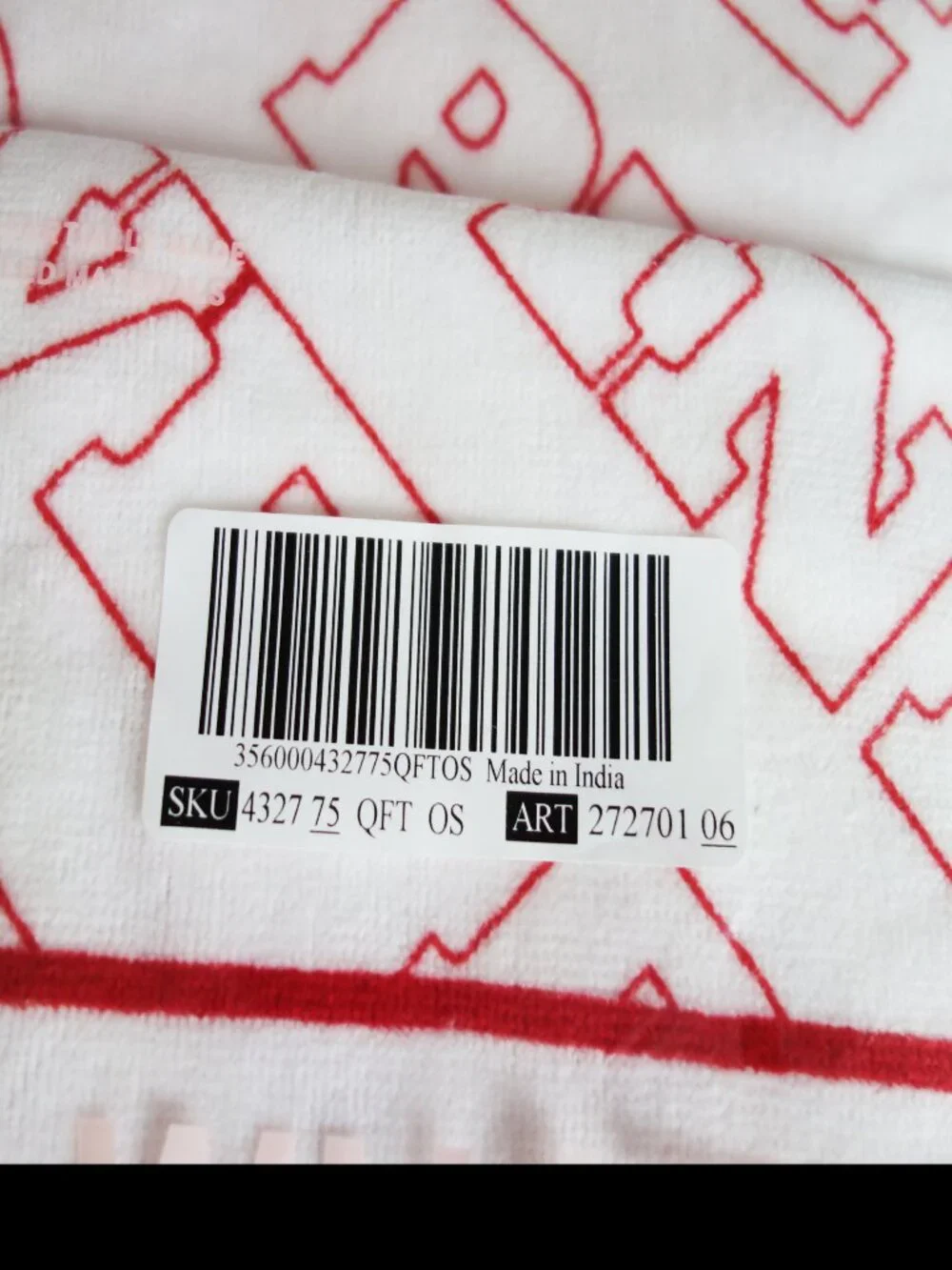 Victoria’s Secret PINK Love Pink Logo Beach Towel Red White Cotton New